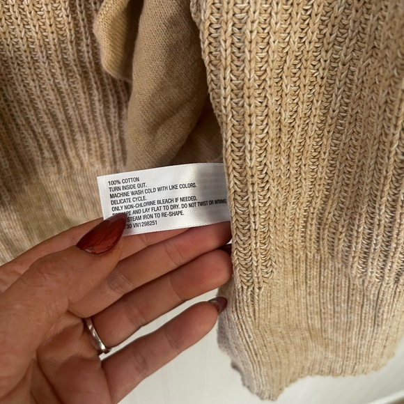 Universal Thread Medium Tan Open-Front Knit Cardigan Pockets 100% Cotton - Picture 4 of 5